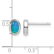 Sterling Silver RH-plated Polished Blue Created Opal Oval Stud Earrings - Birthstone Company