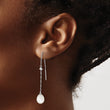 Sterling Silver Rhodium-plated 7-8mm White Teardrop Freshwater Cultured Pearl and CZ Threader Earrings - Birthstone Company