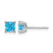 Sterling Silver Rhodium-plated Round 5mm Blue Topaz Post Earrings - Birthstone Company