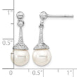 Sterling Silver Rhodium-plated CZ and Imitation Shell Pearl Dangle Earrings 24 in - Birthstone Company