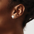 Sterling Silver Rhodium-plated 6-7mm White Button Freshwater Cultured Pearl and CZ Post Earrings 9.78 in - Birthstone Company