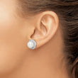 Sterling Silver Rhodium-plated 8-9mm White Button Freshwater Cultured Pearl and CZ Post Earrings 14.15 in - Birthstone Company