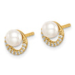 Sterling Silver Gold-tone w/ FW Cultured Pearl and CZ Earrings 8.5 in - Birthstone Company