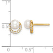 Sterling Silver Gold-tone w/ FW Cultured Pearl and CZ Earrings 8.5 in - Birthstone Company