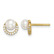 Sterling Silver Gold-tone w/ FW Cultured Pearl and CZ Earrings 8.5 in - Birthstone Company