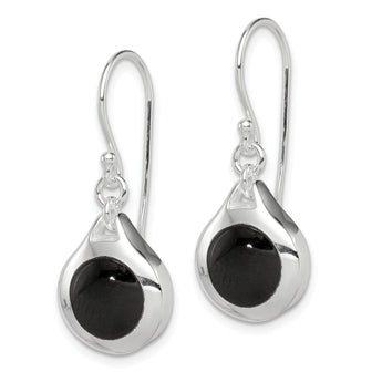 Onyx Teardrop Dangle Earrings in Sterling Silver, 8mm