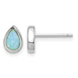 Sterling Silver RH-pltd Polished Blue Created Opal Teardrop Stud Earrings 7.88 in - Birthstone Company