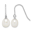 Sterling Silver Rhodium-plated Diamond-cut 6-7mm White Teardrop Freshwater Cultured Pearl Dangle Earrings 22.1 in - Birthstone Company