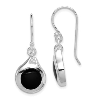 Onyx Teardrop Dangle Earrings in Sterling Silver, 8mm