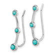 Sterling Silver Rhodium-plated Created Turquoise Ear Climber Earrings 23 in - Birthstone Company