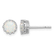 Sterling Silver Rhodium-plated 6mm Polished Created Opal Post Earrings 7 in - Birthstone Company