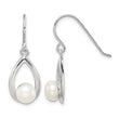 Sterling Silver Rhodium-plated 6-7mm White Freshwater Cultured Pearl Teardrop Dangle Earrings 24 in - Birthstone Company