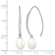 Sterling Silver Rhodium-plated 7-8mm White Teardrop Freshwater Cultured Pearl and CZ Threader Earrings - Birthstone Company