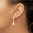 Sterling Silver Rhodium-plated 7-8mm White Teardrop Freshwater Cultured Pearl and CZ Dangle Earrings - Birthstone Company