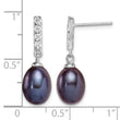 Sterling Silver Rhodium-plated 8-9mm Black Teardrop Freshwater Cultured Pearl and CZ Post Dangle Earrings 23.15 in - Birthstone Company