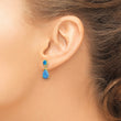 Sterling Silver Gold-tone Created Blue Opal Teardrop Post Dangle Earrings 17.87 in - Birthstone Company