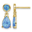 Sterling Silver Gold-tone Created Blue Opal Teardrop Post Dangle Earrings 17.87 in - Birthstone Company