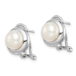 Sterling Silver Rhodium-plated 8-9mm White Button Freshwater Cultured Pearl Omega Back Earrings 11.5 in - Birthstone Company