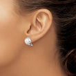 Sterling Silver Rhodium-plated 8-9mm White Button Freshwater Cultured Pearl Omega Back Earrings 11.5 in - Birthstone Company