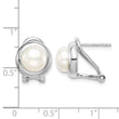 Sterling Silver Rhodium-plated 8-9mm White Button Freshwater Cultured Pearl Omega Back Earrings 11.5 in - Birthstone Company