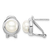 Sterling Silver Rhodium-plated 8-9mm White Button Freshwater Cultured Pearl Omega Back Earrings 11.5 in - Birthstone Company
