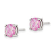 Sterling Silver Polished Pink, White & Blue 7mm Round Created Opal 3 Pair Set of Stud Earrings - Birthstone Company