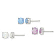 Sterling Silver Polished Pink, White & Blue 7mm Round Created Opal 3 Pair Set of Stud Earrings - Birthstone Company