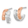 Sterling Silver Rhdoium-plated Rose Gold-plated Diamond Hoop Post Earrings - Birthstone Company