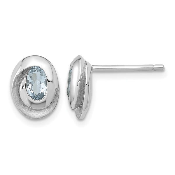 Sterling Silver Rh-plated Sky Blue Topaz Oval Post Earrings - Birthstone Company