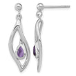 Sterling Silver Rh-plated Amethyst Dangle Post Earrings - Birthstone Company