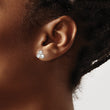 Sterling Silver RH-plated Crystal 3-stone Post Earrings