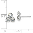 Sterling Silver RH-plated Crystal 3-stone Post Earrings