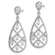 Sterling Silver Rhodium-plated Baguette CZ Teardrop Post Earrings - Birthstone Company
