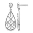 Sterling Silver Rhodium-plated Baguette CZ Teardrop Post Earrings - Birthstone Company