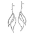 Sterling Silver Rhodium-plated CZ Dangle Leaf Earrings - Birthstone Company