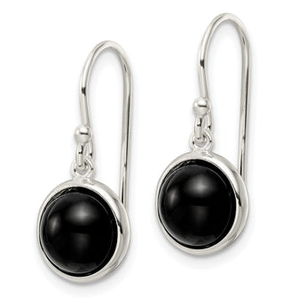 Sterling Silver Polished Onyx Bead Dangle Earrings - Birthstone Company