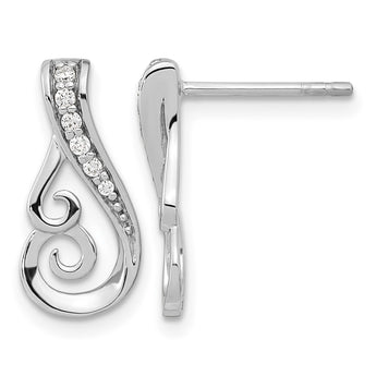 Sterling Silver Rh-plated Polished CZ Post Earrings - Birthstone Company