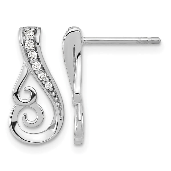 Sterling Silver Rh-plated Polished CZ Post Earrings - Birthstone Company