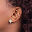 Sterling Silver Rose-tone Polished Pink & White CZ Oval Post Earrings