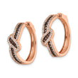 Sterling Silver Rose-tone Blk Rhodium-plate CZ Fancy Hinged Hoop Earrings - Birthstone Company