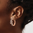 Sterling Silver Rose-tone Blk Rhodium-plate CZ Fancy Hinged Hoop Earrings - Birthstone Company