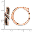 Sterling Silver Rose-tone Blk Rhodium-plate CZ Fancy Hinged Hoop Earrings - Birthstone Company