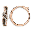 Sterling Silver Rose-tone Blk Rhodium-plate CZ Fancy Hinged Hoop Earrings - Birthstone Company