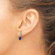 Sterling Silver Rhodium-plated CZ and Blue Glass Post Dangle Earrings - Birthstone Company