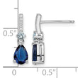Sterling Silver Rhodium-plated CZ and Blue Glass Post Dangle Earrings - Birthstone Company