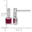 Sterling Silver Rhodium-plated Created Ruby and CZ Post Dangle Earrings - Birthstone Company