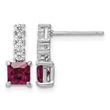Sterling Silver Rhodium-plated Created Ruby and CZ Post Dangle Earrings - Birthstone Company