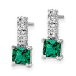 Sterling Silver Polished Rhodium-plated Green/Clear CZ Post Dangle Earrings - Birthstone Company
