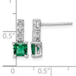 Sterling Silver Polished Rhodium-plated Green/Clear CZ Post Dangle Earrings - Birthstone Company