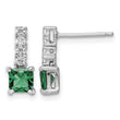 Sterling Silver Polished Rhodium-plated Green/Clear CZ Post Dangle Earrings - Birthstone Company